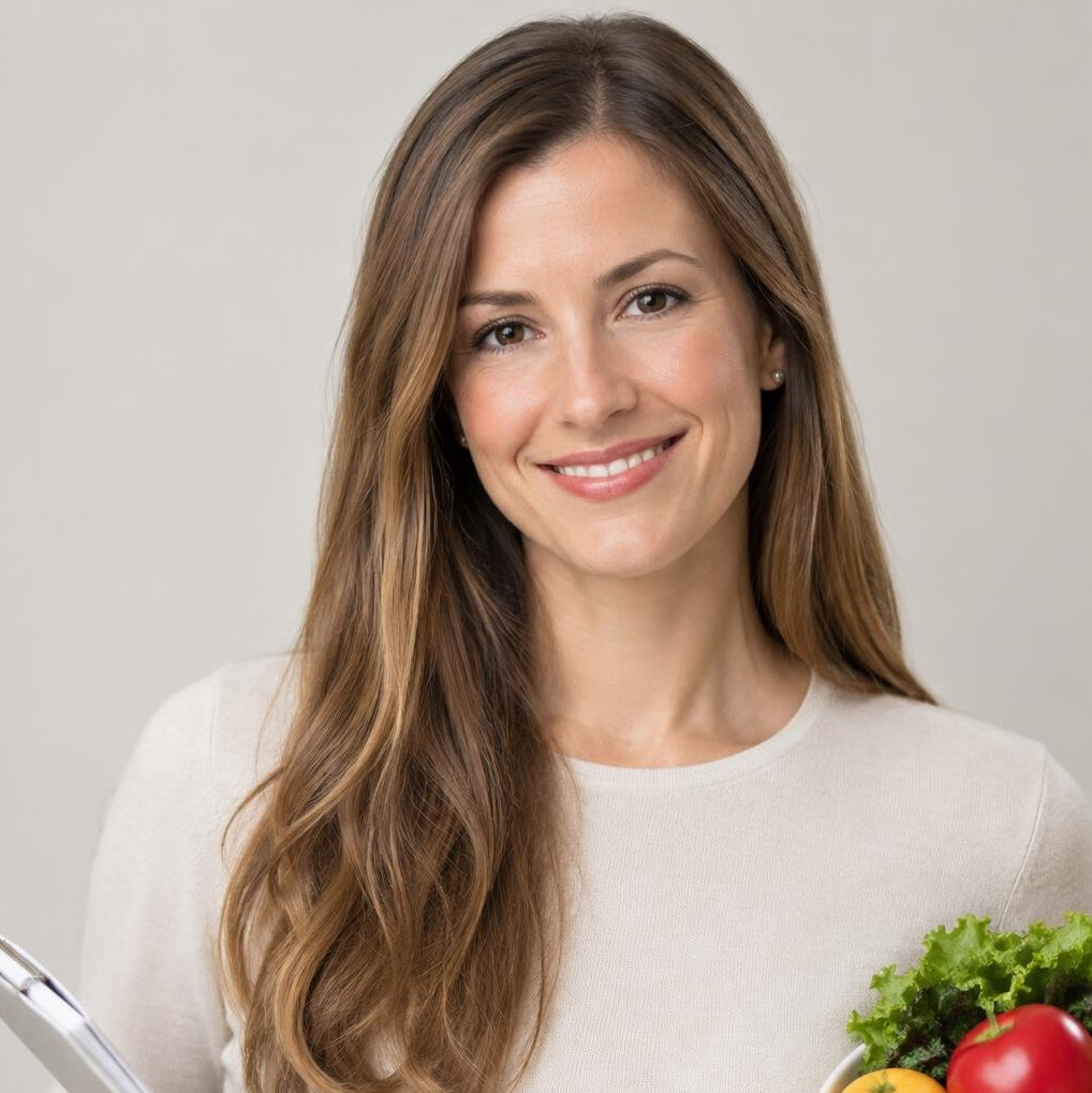 Portrait of a woman dietitian with light brown hair