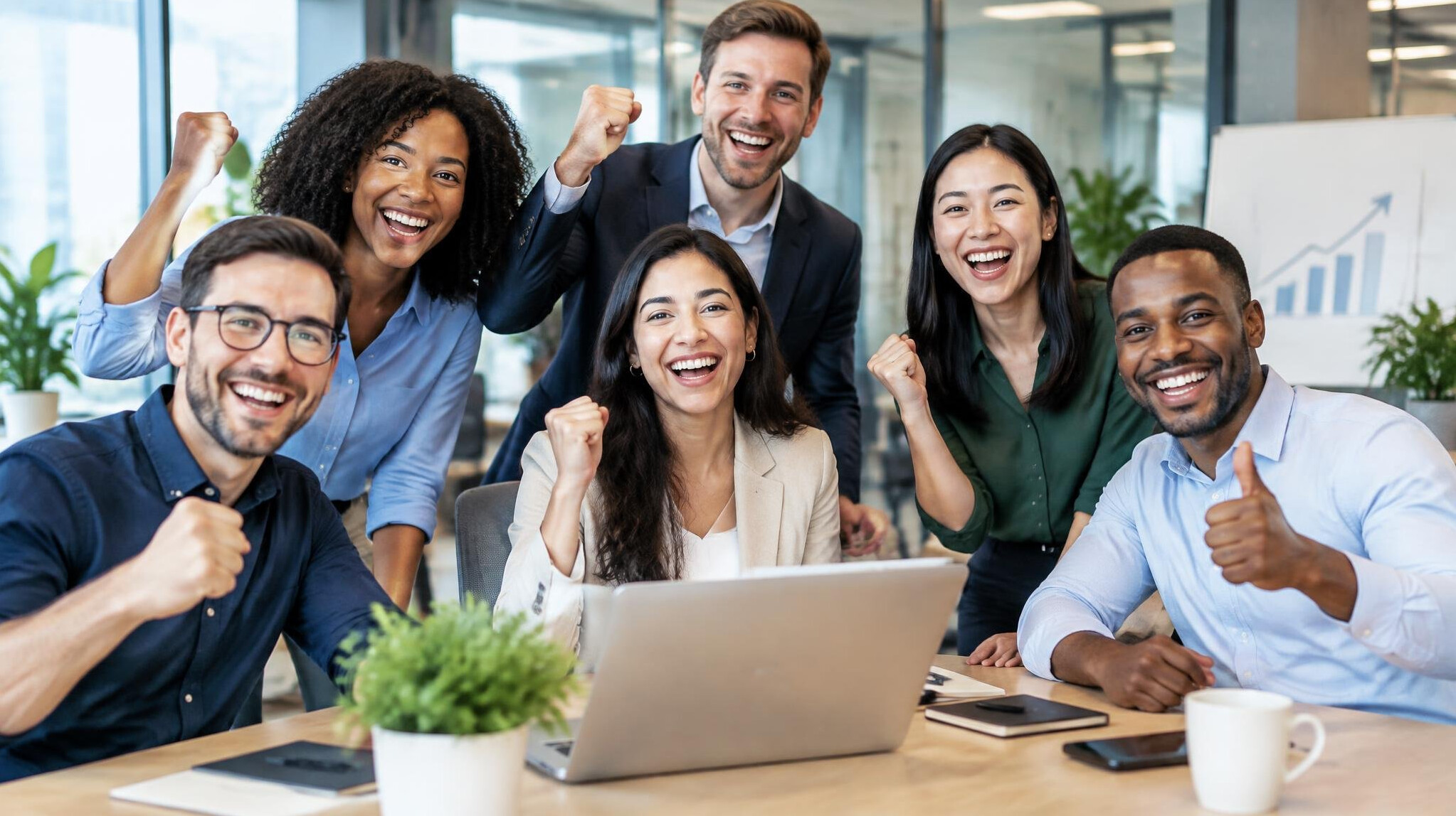 happy office team